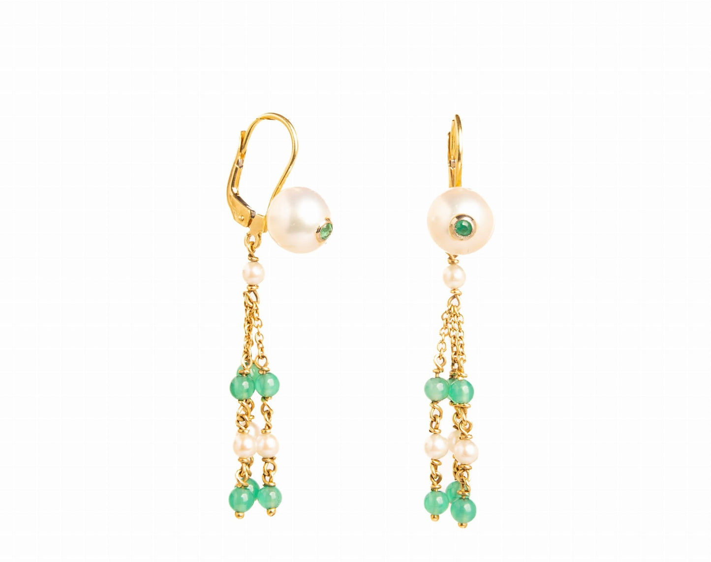 Emerald and Pearl Drop Earrings