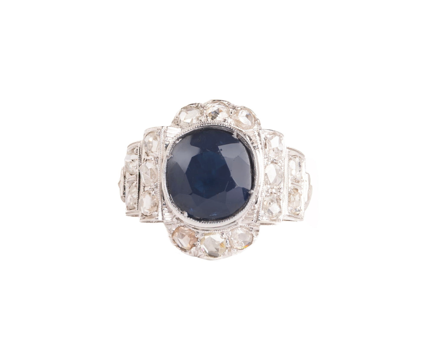 White Gold Sapphire & Diamond Ring