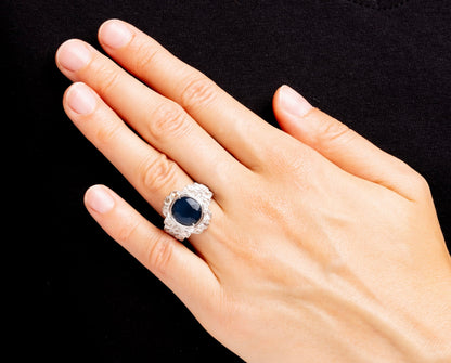 White Gold Sapphire & Diamond Ring