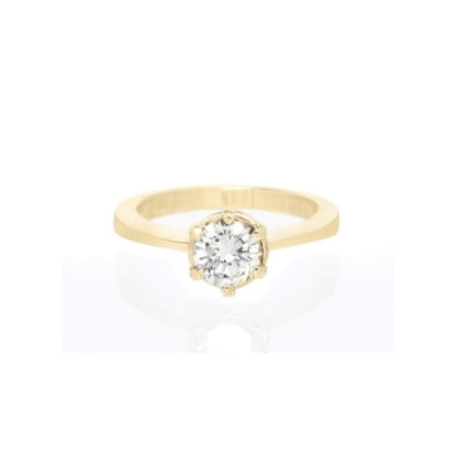 Majestic Embrace: Yellow Gold 1-Carat Diamond Engagement Ring